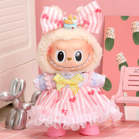 Labubu Pink Heart Stripe Outfit-0